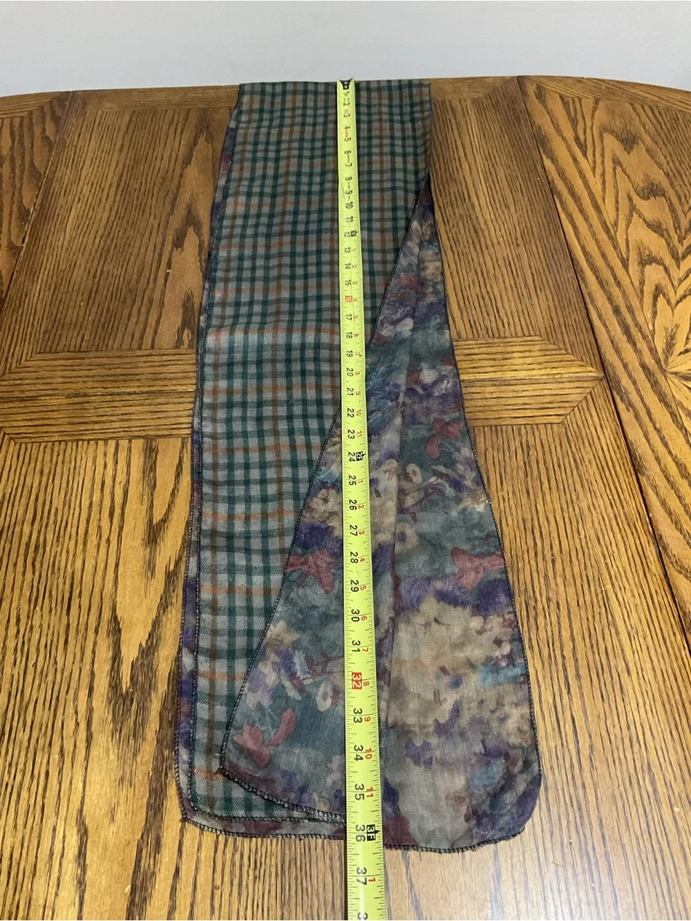 Multicolor Reversible Floral/Plaid Scarf